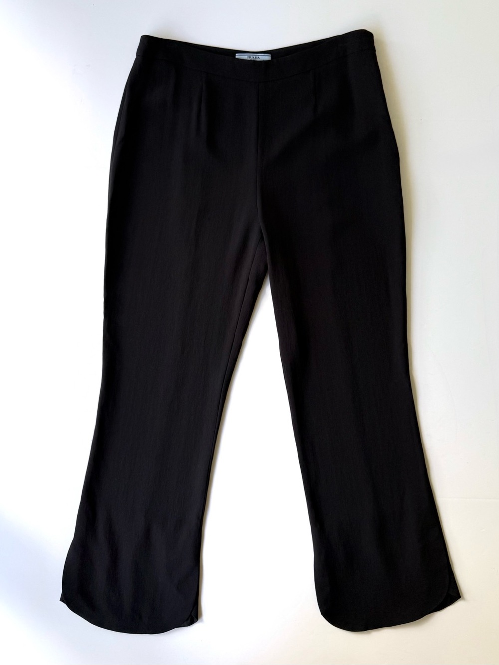 Prada Black Viscose Blend Crepe Fly Away Ankle Capri Cropped Trousers 42 IT 6 US